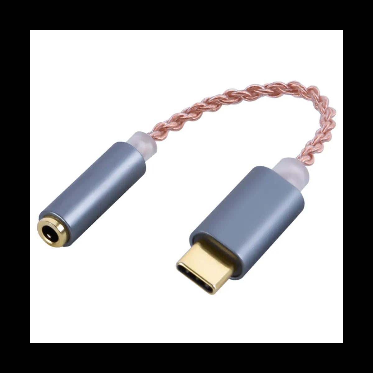 HIFI DAC 이어폰 앰프 USB C 타입 3.5mm 헤드폰 오디오 어댑터, 32 비트 384KHz 디지털 디코더 AUX 컨버터 그레이